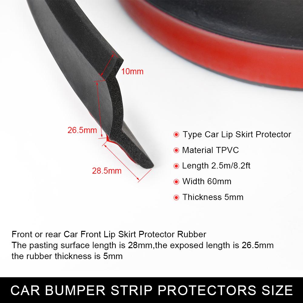 2.5M Car Bumper Lip Stickers Car Front Bumper Lip Rubber Car Bumper Protectors Exterior Mouldings Bumper Lip Strip 65mm