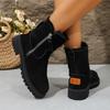 Übergrößen Schuhe, Schuhe mit Seitenreißverschluss, Mittelhohe Stiefel, Damen Retro Fleece Verdickte Schneestiefel, Baumwollstiefel