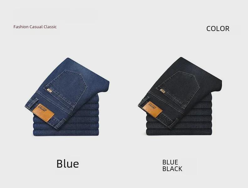 Men's Blue Large Size Elastic Jeans for Spring and Autumn - Loose Fit, Plus Size