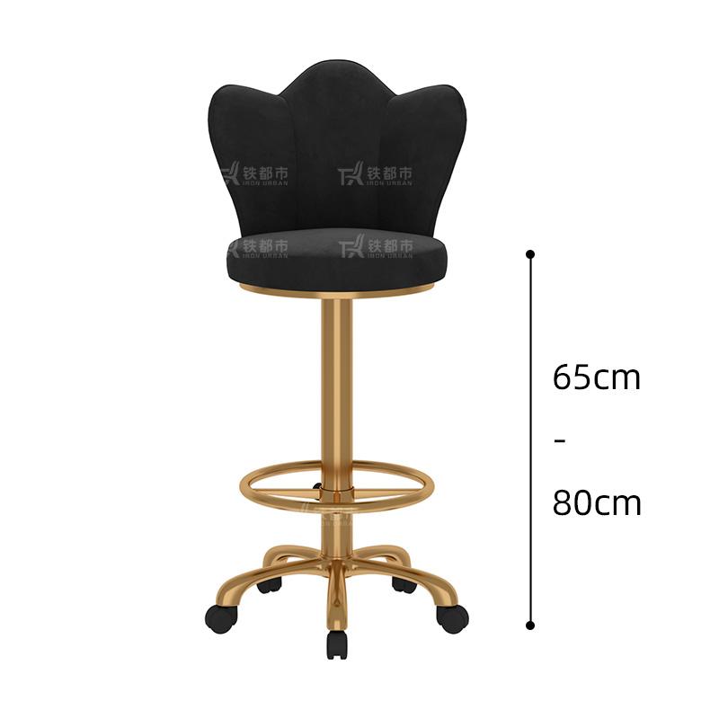Adjustable Height Swivel Bar Stool with Backrest-Luxury Counter Stool for Reception Rolling High Footrest with PU Leather Seat