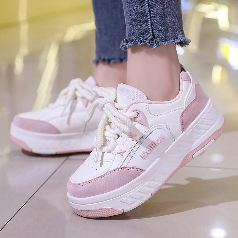 Boy's Rotating Button Four Wheel Skate Kids Shoes with Wheels Girl Skate Shoes