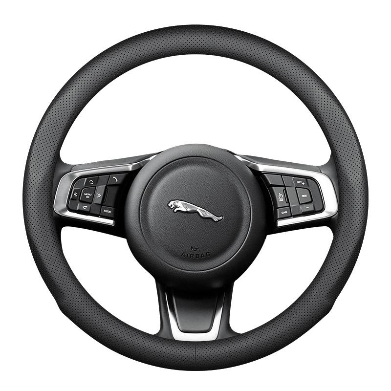 Jaguar Genuine Leather Steering Wheel Cover, Non-Slip, All-Season, Compatible with XF, F-PACE, XEL, XFL, XJ, XE.