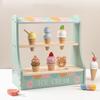 Wooden Ice Cream Counter Playset for Toddler Toy Montessori Kitchen Pretend Play Toy Kitchen Accessories Kids Role Playing Games