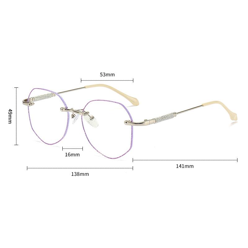 0 To+4.0 Women's Frameless Reading Glasses Anti Blue Light Polygonal Presbyopic Glasses Anti Fatigue Computer Glasses