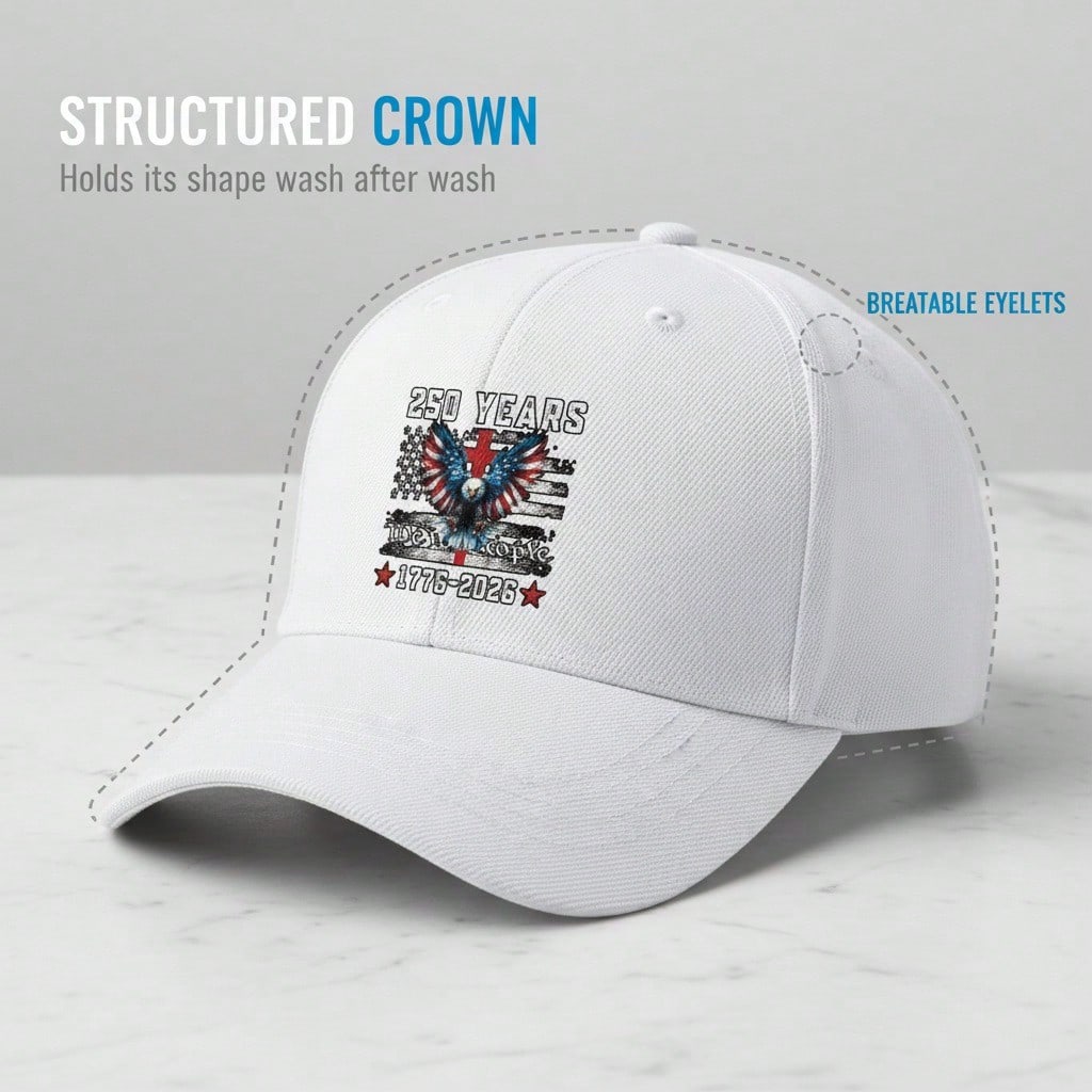 [Patriotic Baseball Cap] 250 Years We The People Print Polyester Adjustable Breathable Vintage American Flag Baseball Hat For July 4Th Independence