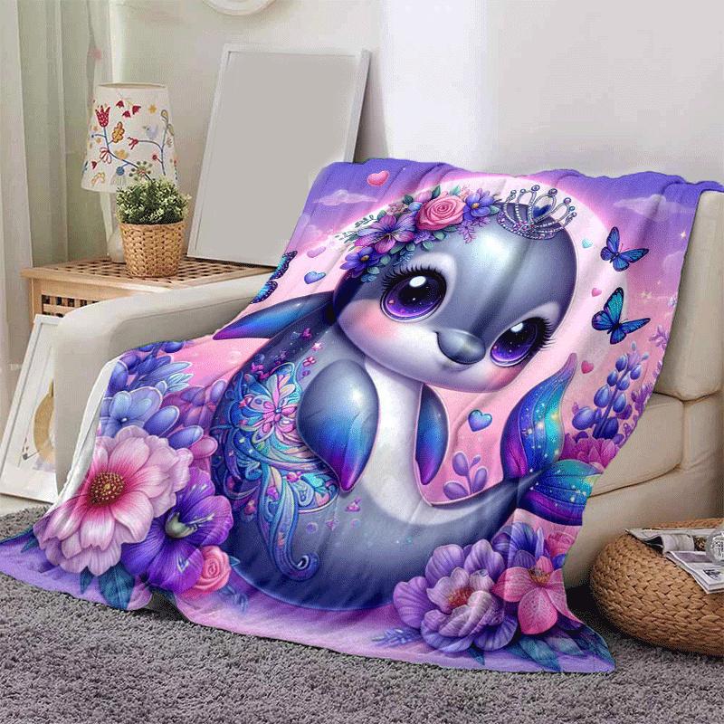 1 Stück Delfin-Druck Leichte Flanelldecke, Bequeme und Warme Decke, für Camping Sofa Bett und Couch Büro, Geeignet für Geschenk Blan
