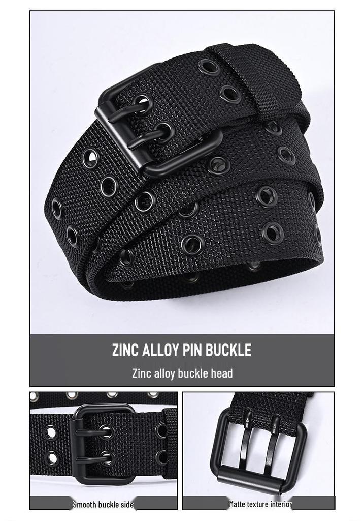 Men's Fashion Pin Buckle Leather & Nylon Woven Canvas Belt