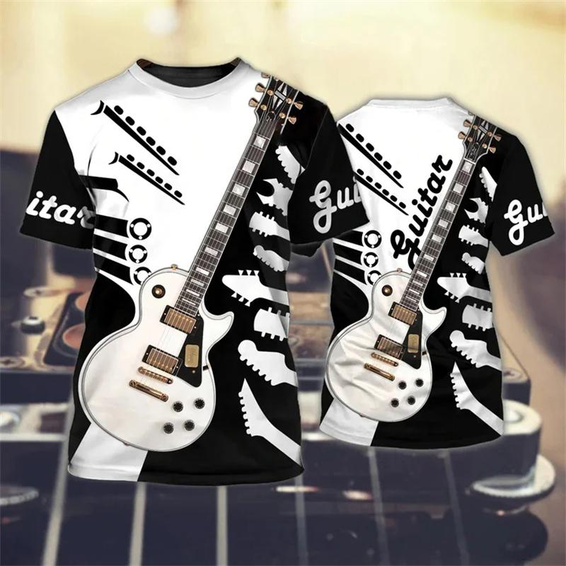 

Fashion 3D Guitar Print T Shirt For Men Street Hip Hop Music Harajuku Womens Clothes Casual O-neck Short Sleeve Tops Summer Tees 5XL