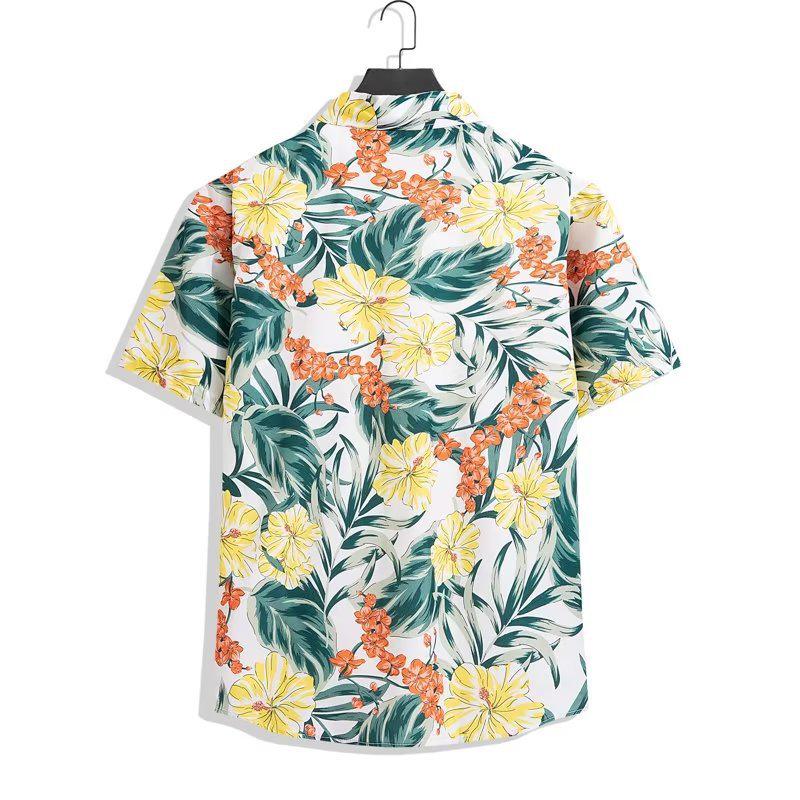 Men's Floral Summer Beach Shirt - Japanese Streetwear, Versatile, Breathable, Loose Fit, Hong Kong Style.