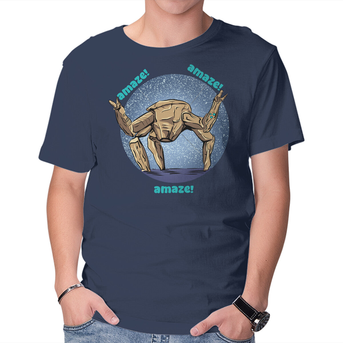 Unisex Crew Neck T-Shirt Amaze Rock Graphic Short Sleeve Casual Tee S