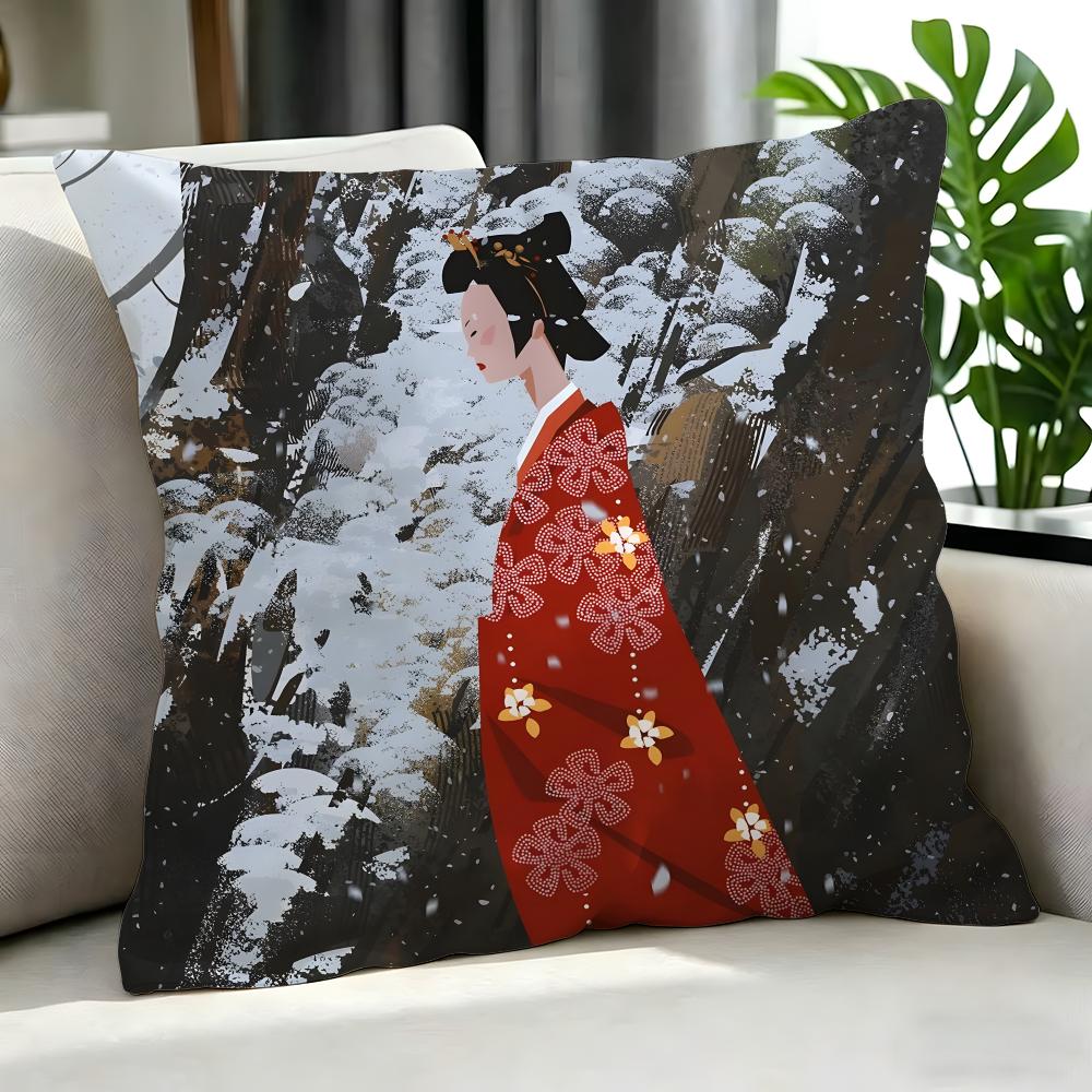 Anime BBlue Eye Samurai Cushion Cover Cushion Cover Set Pcs x x x Pillowcase Decorative Sofa Home Decor
