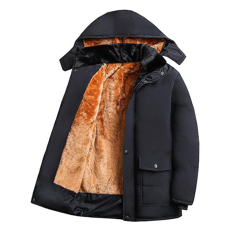 

Men s Thick Fleece Winter Jacket: Warm, Loose-Fit Cotton Coat for Middle-Aged and Elderly XL for 120-135 lbs