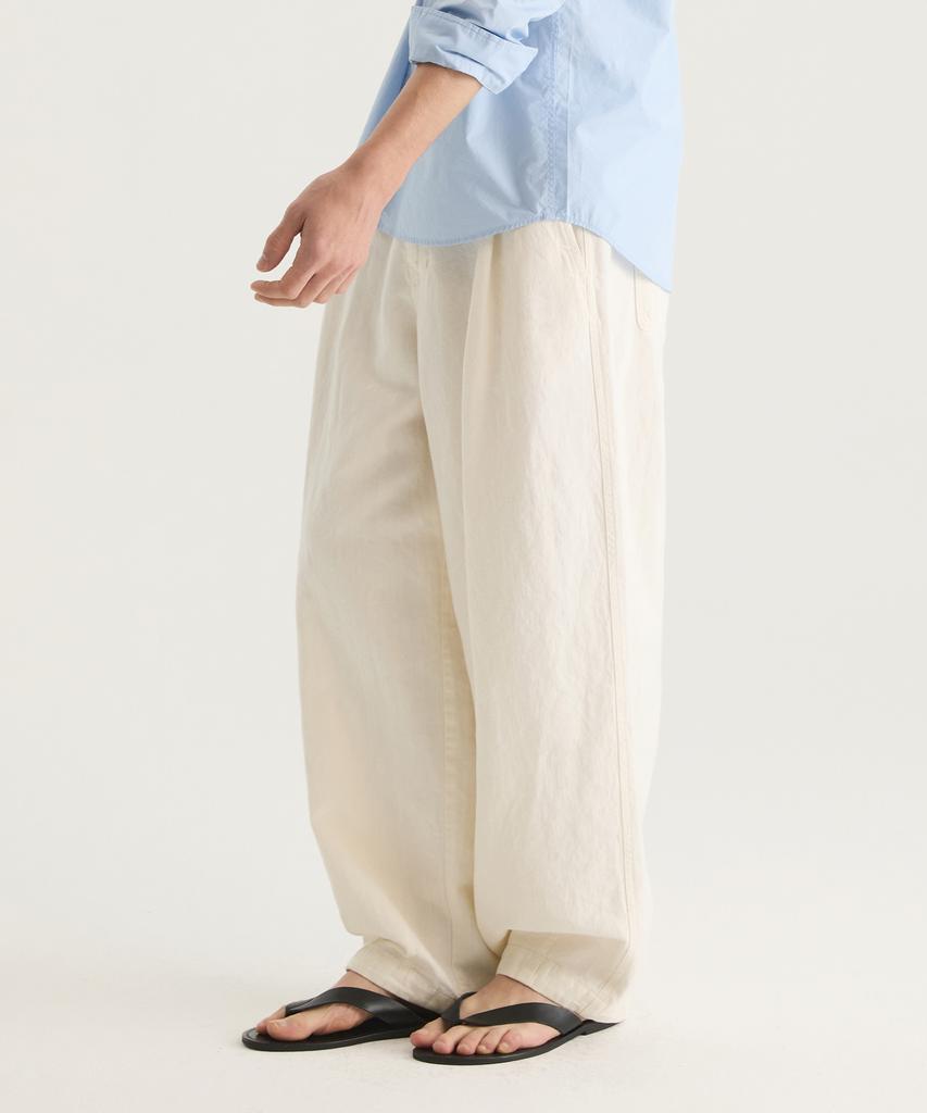 Oteumilkape [Unisex] Dyed Tapered Elastic Waist Pants - Ivory