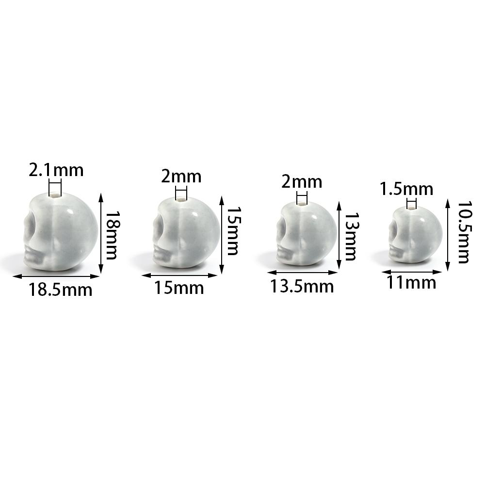 5pcs Skull Shape Ceramics Beads Porcelain Skeleton Loose Beads For Jewelry Making Halloween Decoration DIY Bracelet Accessories
