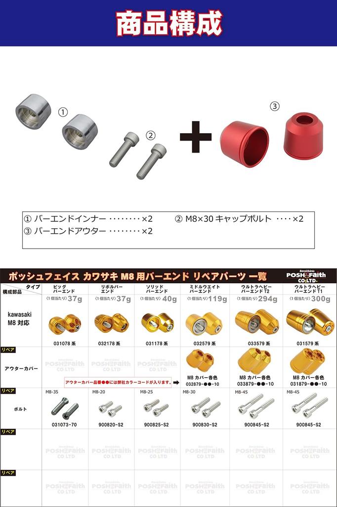 POSH FAITH Motorcycle Supplies Handlebar End Middle Weight Bar End