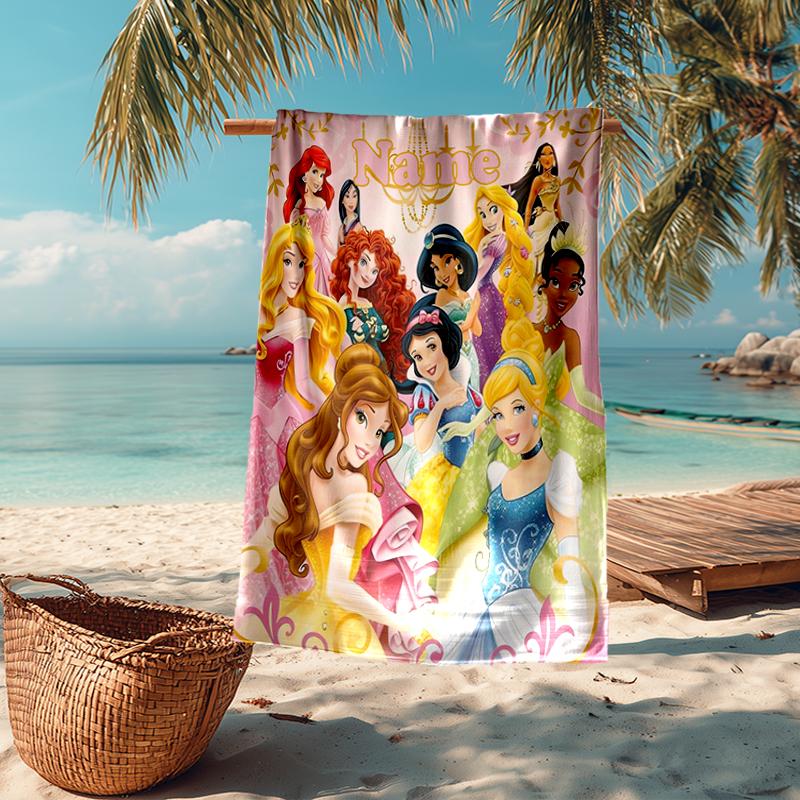 Custom Name Ultra-Soft Beach Towel with Princess Theme,Ideal for Pool - Camping, Diving - Perfect Travel Essential, Vibrant Beach Towel.