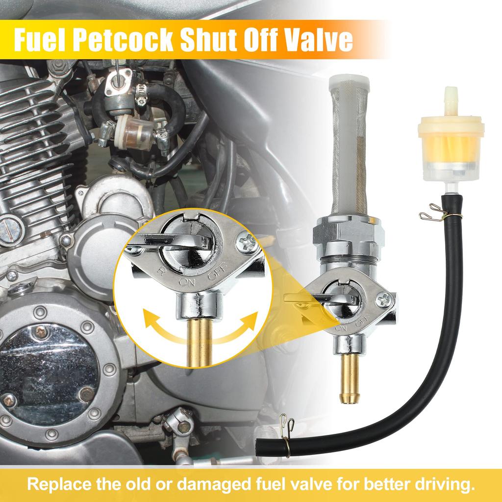 uxcell 1 Set Motorcycle Gas Fuel Petocock Valve Switch for Harley Compatible with Davidson