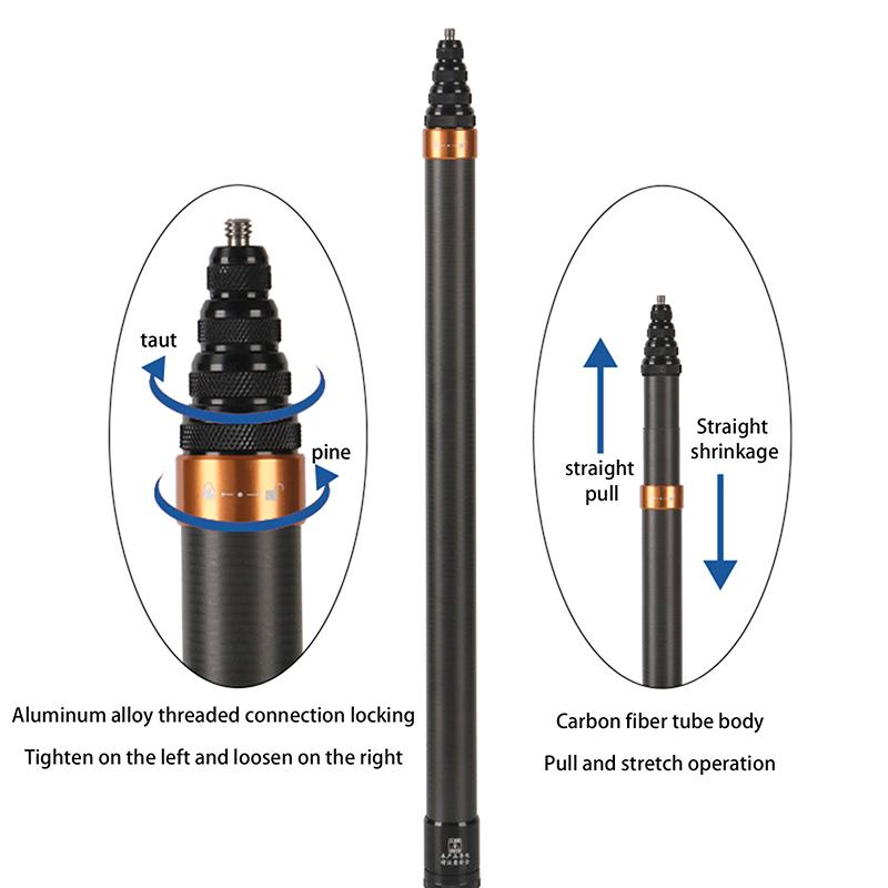 Palo Selfie Extensible Invisible de Fibra de Carbono 3M Edición Extendida para Cámara Panorámica Insta360 Cámara de Acción