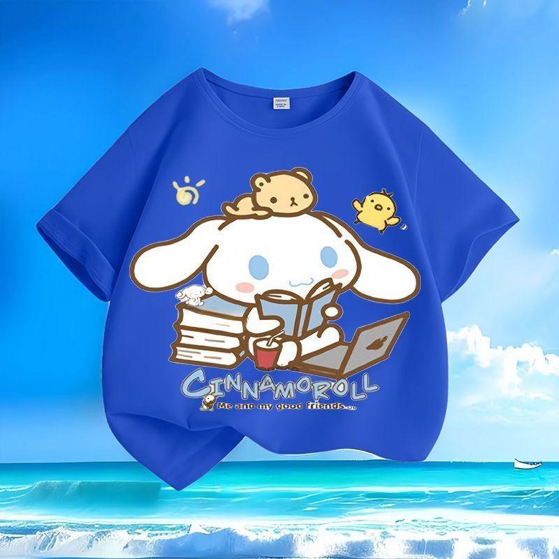 

Pure Cotton Breathable Children s T-shirt 2026 Sanrio Yuguigou Printed Casual Parent-child Outfit for Boys and Girls in Summer 100