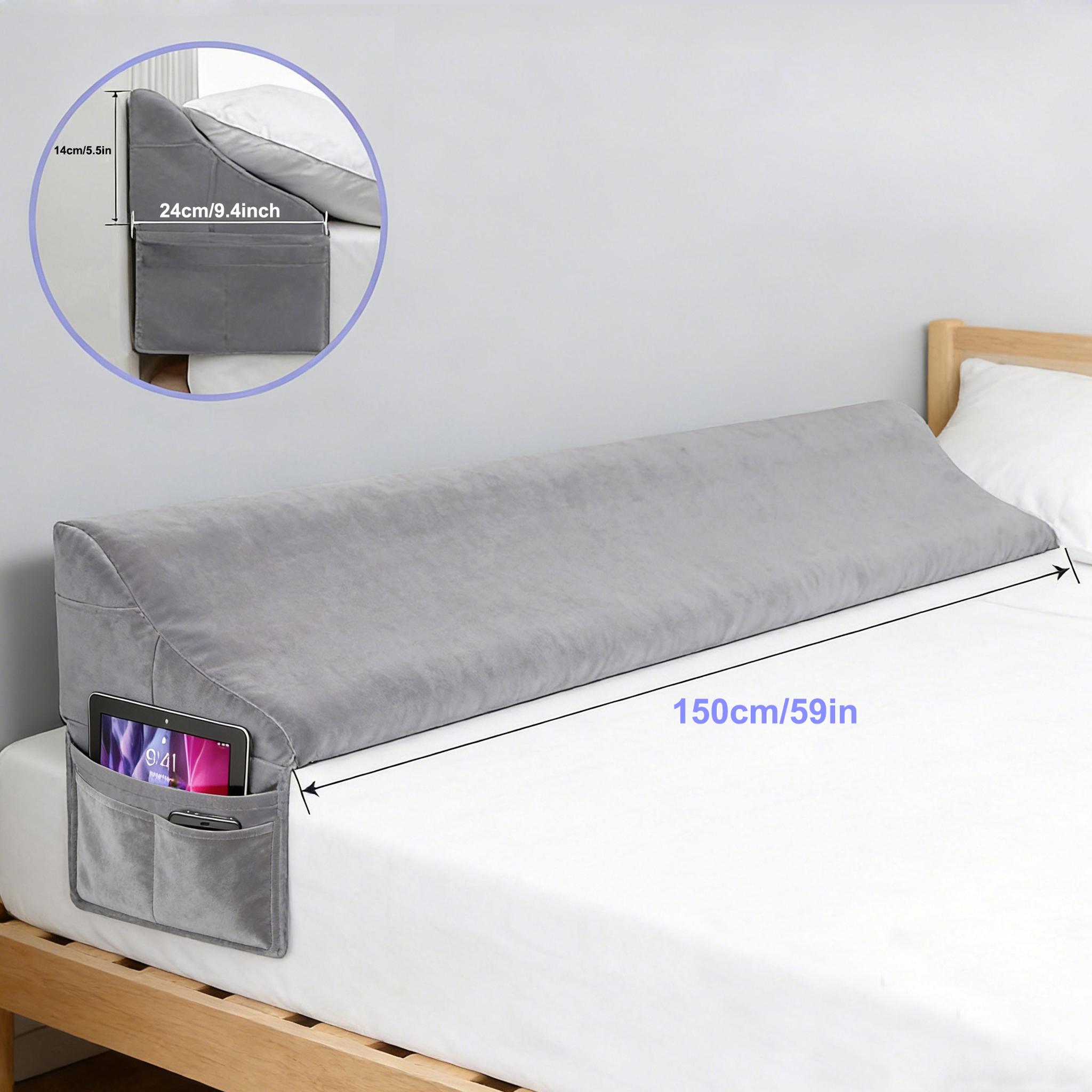 

Bed Wedge Pillow Filler for Headboard Gap 0-6 , with Large Side Pockets to Prevent Loss, Supportive Foam & Washable Cover темно-сірий