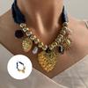 Stylish Heart Sun Design Necklace With Adjustable Chain Stainless Steel Jewelry Delicate Clavicle Chain