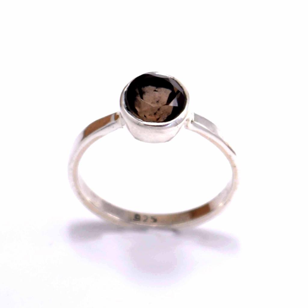 Smoky Topaz 925 Sterling Silver  Ring,  Round Gemstone Handamde Women Statement Ring Jewelry