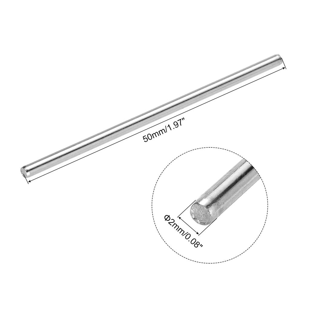 uxcell Toy Shafts, Round Bar Axles, Drive Shafts, Iron Shafts, for DIY RC Car, Truck, Boat, Helicopter, Model Parts, Silver, 2mm x 50mm, 50pcs