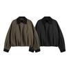Cross-border European and American Style 2026 New Spring and Autumn Tide Brand Jacket Men's Loose Version Lantern Wrinkled Color Matching Lapel Jacket