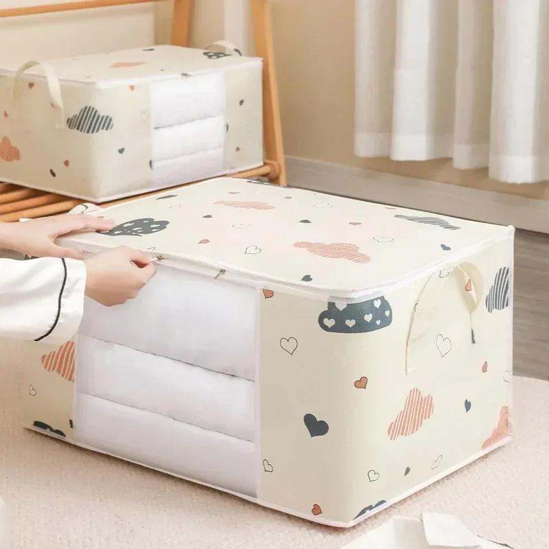 Cute Convenience Household Quilt Clothes Storage Bag Big Capacity Blanket Sorting Bag Moistureproof Dustproof Closet Storage Box
