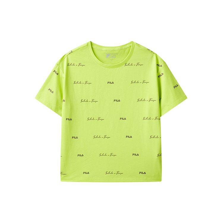 

Fila Модная трендовая повседневная футболка свободного кроя с круглым вырезом и короткими рукавами с принтом логотипа Женская футболка Ярко-жидкий-зеленый F11W128156FLG XXL