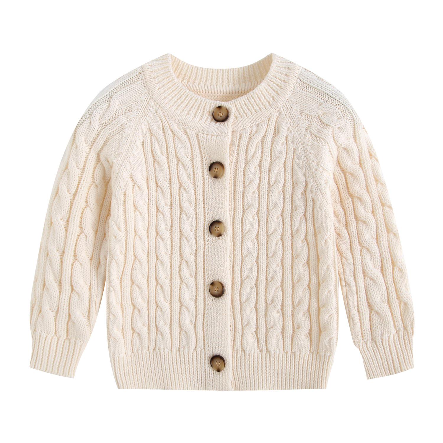 Unisex Baby Cable Knit Cotton Cardigan: Stylish Spring & Autumn Sweater for Infants and Toddlers 90 cm