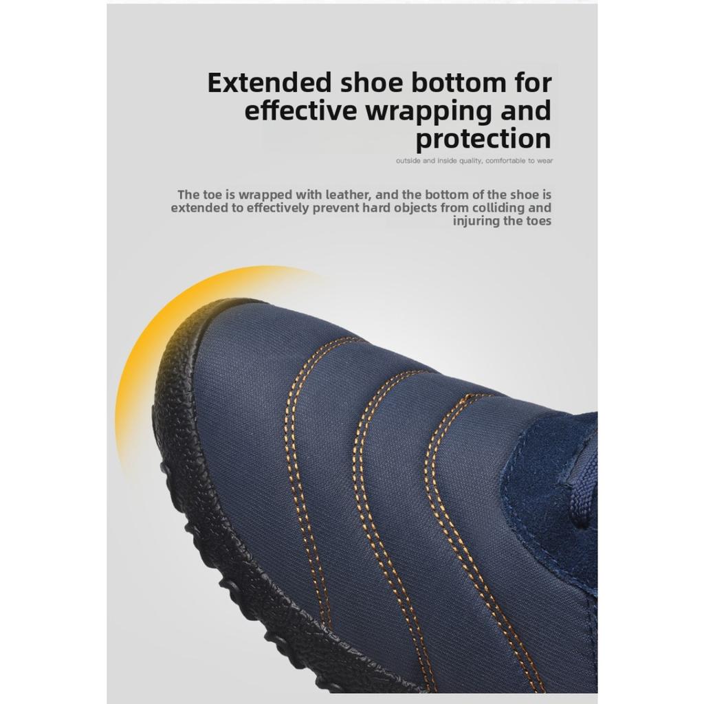 Winter Cotton Boots, Warm and Thick, Plus Size Cotton Shoes with Soft Soles, Men's Mid Top Snow Boots