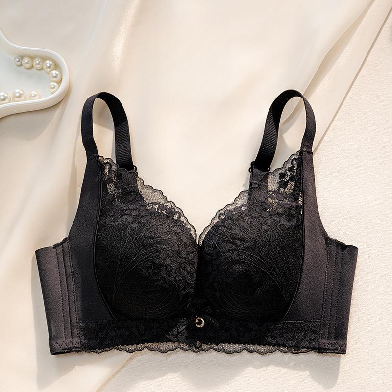 French Lace Bra Women's Gathering Bra Breast Collection Anti Sagging No Steel Ring Adjustable Thin Bra