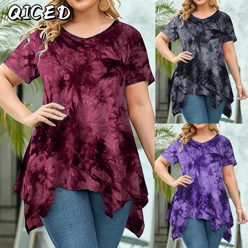 QICED Women's Fashion Casual Short Sleeve O-Neck Blouses & Shirts
