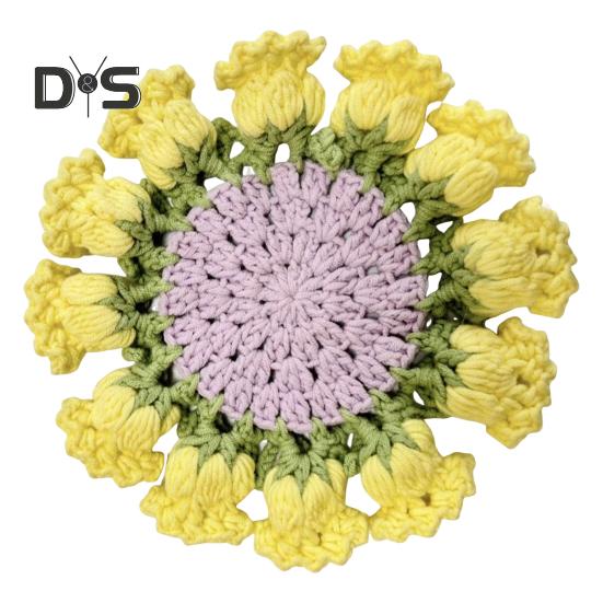 Porta-copos Buquê de Rosas de Crochê Resistente ao Calor DIY Feito à Mão Tricô Flor Caneca de Café Tapete para Copo Decoração de Mesa Bancada de Cozinha