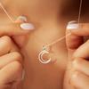 Exquisite Stainless Steel Crescent Necklace with Diamond Cutting Chain Fashionable Moon Jewelry for Daily Wear Holiday Accessory
