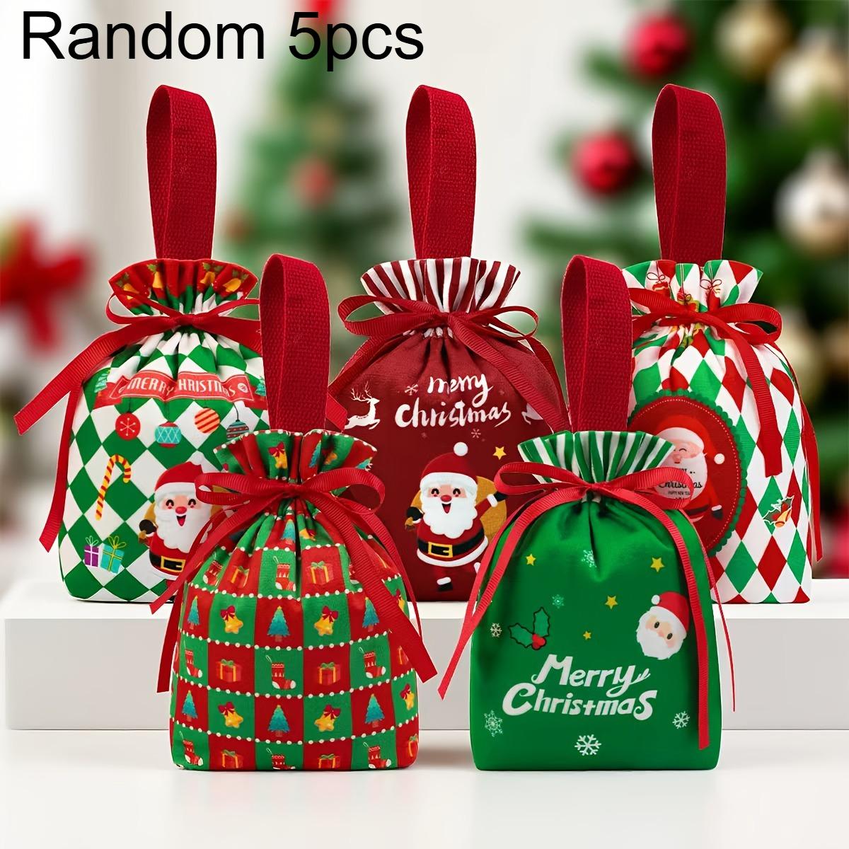 

5/10 шт. Рождественские бархатные подарочные мешочки с завязками - Многоразовые мешочки для подарков на вечеринку для конфет, ювелирных изделий, свадьбы, подарочная коробка one size fits all