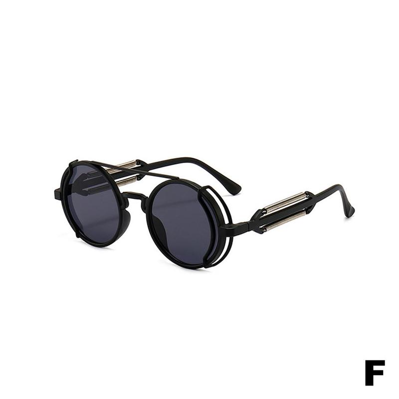 Round Frame Punk Sunglasses Retro Avant-garde Trend European/American And Hollow Men Colorful S B4W8