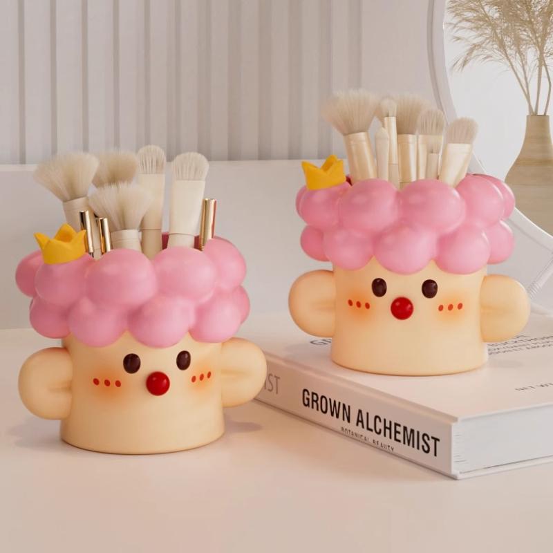 1/2 Stück Niedliches Make-up-Pinsel-Aufbewahrungsregal Kawaii Schreibtisch-Organizer Stifthalter Cartoon-Verzierungen Kosmetik Lippenstift Schreibtisch-Aufbewahrung Dekoration