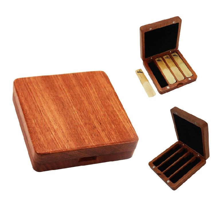 Wood Saxophone Reed Box for Clarinet Saxophone Hold Four Reeds