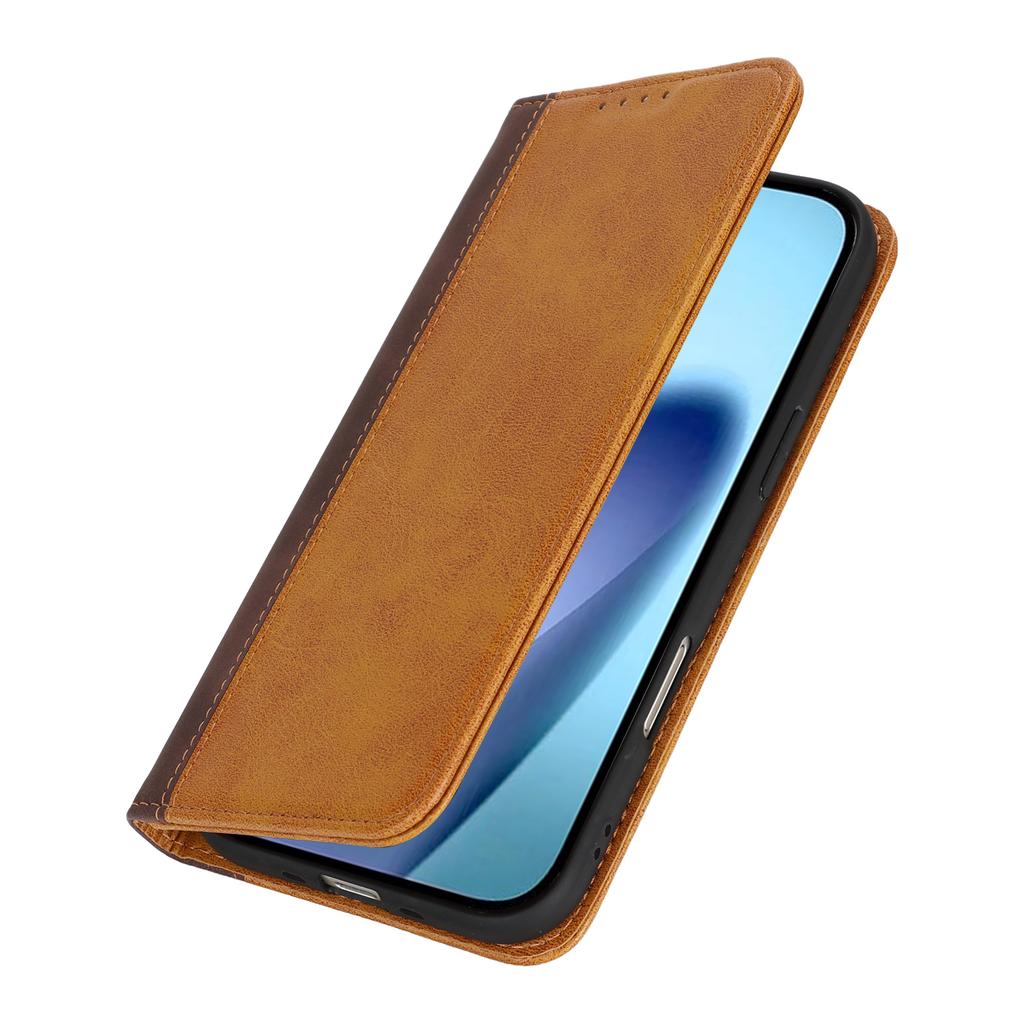 For iPhone 17 Case Calf Texture 3 Card Slots Color Splicing Leather Phone Cover