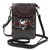 [JMI] Snoopy Smartphone-Tasche, echte Leder-Umhängetasche, dünn, Mini-Tasche für Damen und Herren, beliebte Geldbörse, Crossbody-Tasche, 19 cm hoch x 12,5 cm