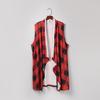 Womens Plaid Open Front Cardigan Sleeveless Pockets Drape Lightweight Vest Coat