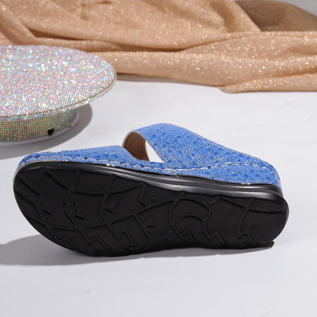 Fashion 2025 New Ladies' Contrasting Wedge High-heeled Sandals, Casual Open Toed Thick Soled Shoes, Comfortable Ankle Strap Sandals