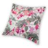 Rainbow Fuchsia Floral Grey Square Pillowcase Polyester Linen Velvet Creative Zip Decorative Throw Pillow Case Sofa Seater Cover