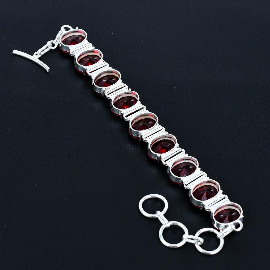 Wunderschönes rotes Granatarmband 925 Sterlingsilberarmband Verstellbares Kettenarmband Handgefertigtes Boho-Armband Edelsteinschmuck Verlobungsgeschenke