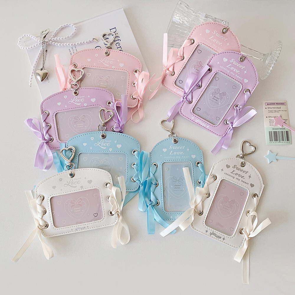 PU Card Cover Photo Photocard Frame DIY Ballet Ribbon Idol Card Display Protector  Card Decor
