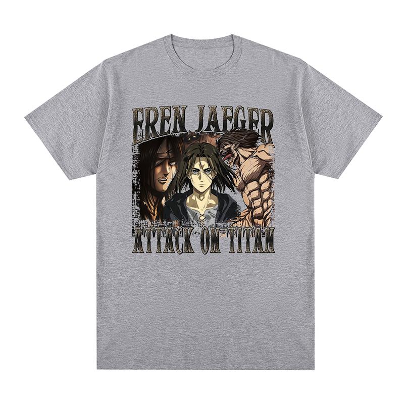 Eren Yeager Giant Attack On Titan Vintage T-shirt Hip Hop Streetwear Anime Cotton Men T Shirt New Tee Tshirt Womens Tops