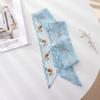 Summer French Retro Blue Tied Hair Small Floral Long Silk Scarf Headband Braided Hair Chiffon Thin Ribbon Scarf