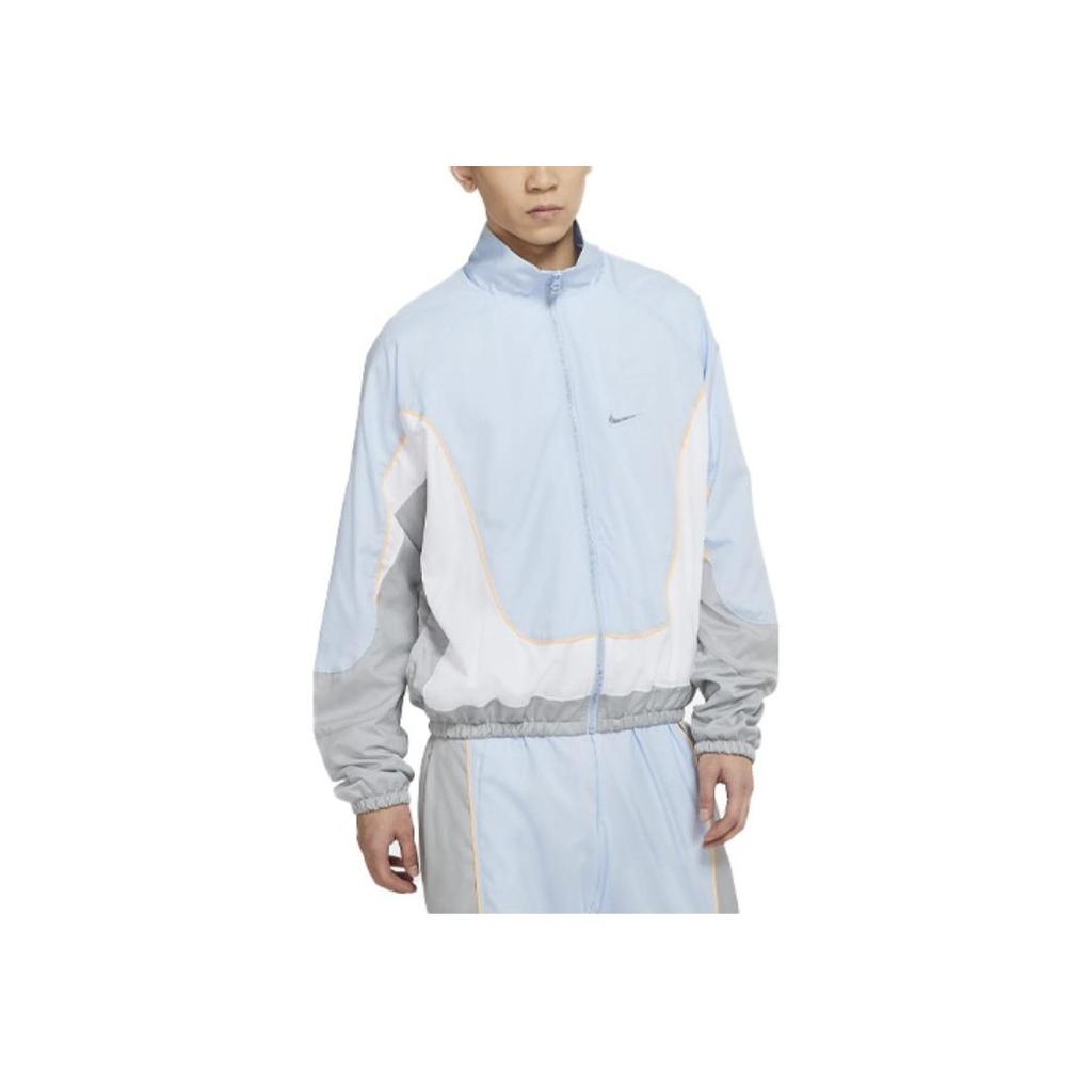 Nike Throwback Woven Basketball Jacket With Stand Collar Men Jackets Hydrogen-Blue CV1932-407